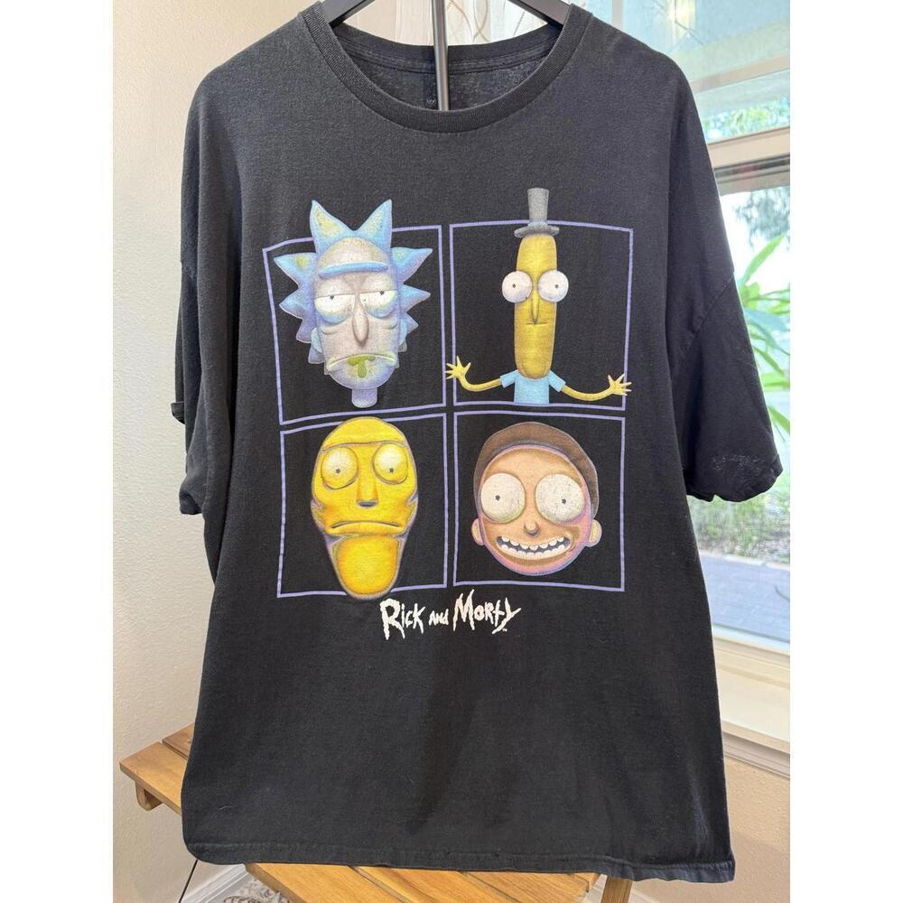 Rick and Morty Shirt Mens Black 3XL Cartoon Graphic Tee Vintage 90’s Relaxed Big
